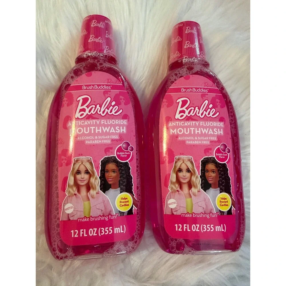 Barbie Brush Buddies Anticavity Fluoride Mouthwash Bubble Gum 12oz 2 Pack 88146